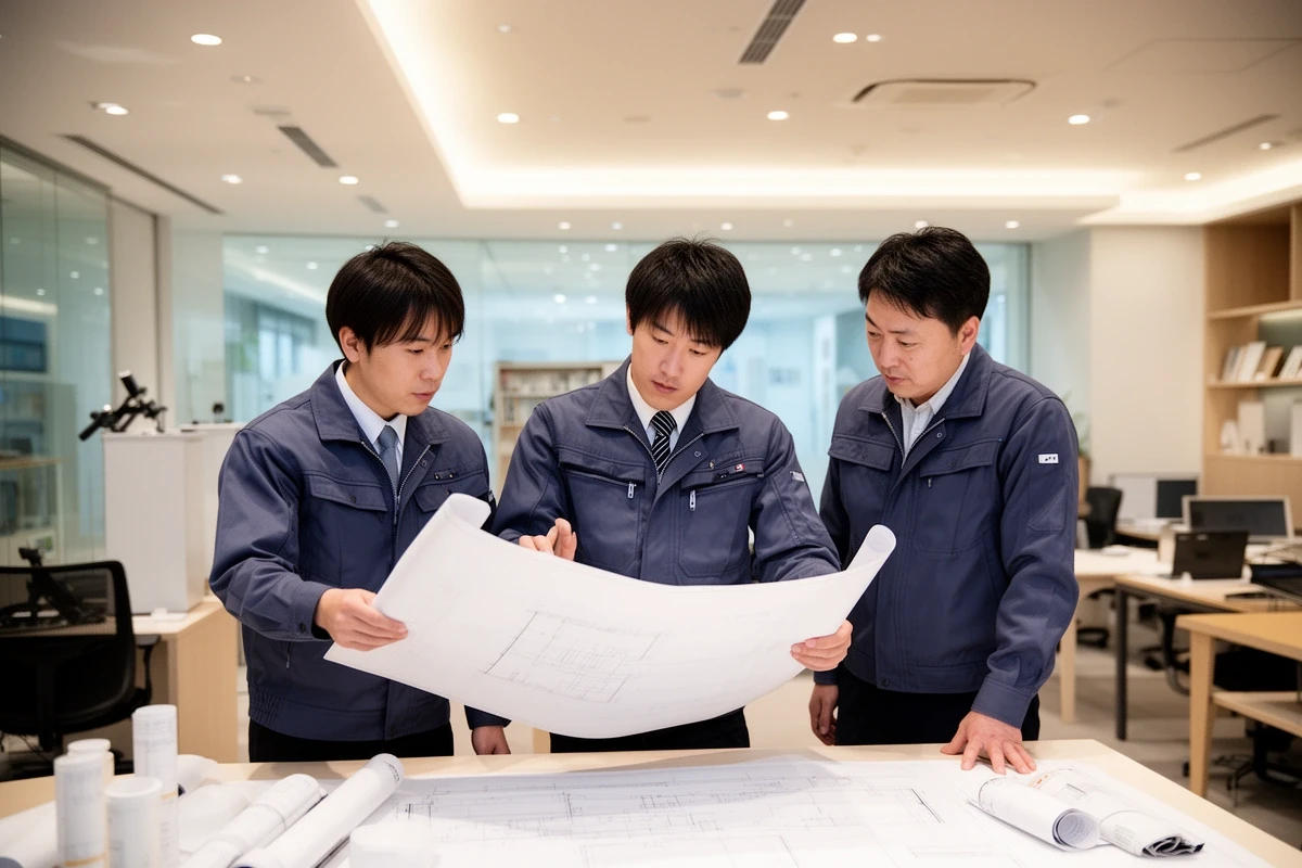 長崎の据付チームの作業風景